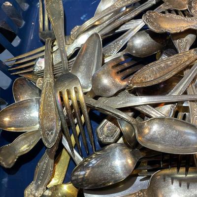 Vintage Assortment of Silver-Plated Flatware Receive all that is Pictured.