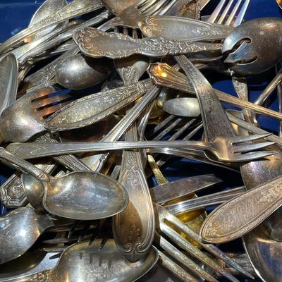 Vintage Assortment of Silver-Plated Flatware Receive all that is Pictured.