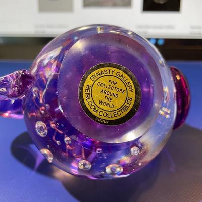 Dynasty Gallery Heirloom Collectibles Purple/Bubbles Teapot Paperweight 5" Wide & 3.5" Tall in Good Condition.