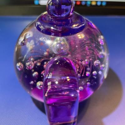 Dynasty Gallery Heirloom Collectibles Purple/Bubbles Teapot Paperweight 5" Wide & 3.5" Tall in Good Condition.