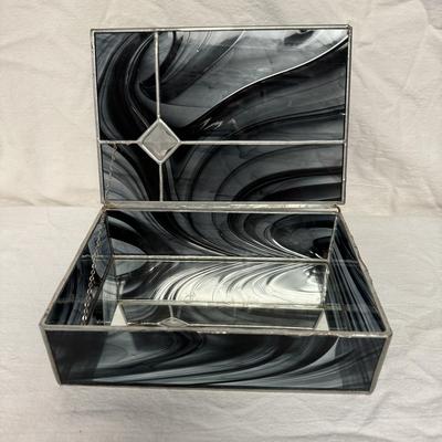 Black Glass Box and Silver Jewelry (LR- TF)
