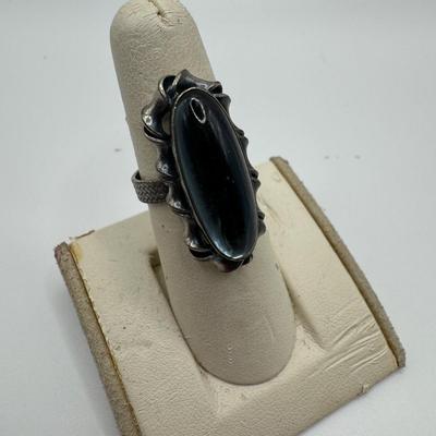 Black Glass Box and Silver Jewelry (LR- TF)