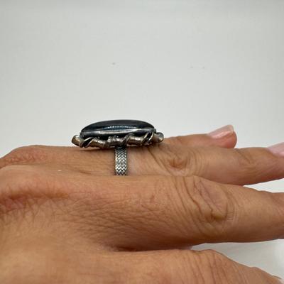 Black Glass Box and Silver Jewelry (LR- TF)