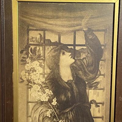 "HOPE" by Sir Edward Coley Burne-Jones (1833-1898) c1900 Print Frame Size 11" x 23" in Good Condition as Pictured.