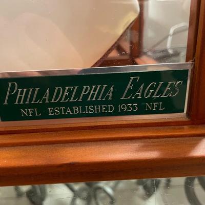 Brent Celek Signed Philadelphia Eagles w/White Logo Football in a Nice Glass Curio Display Case 14.5" x 9.5" x 8.5" in VG...