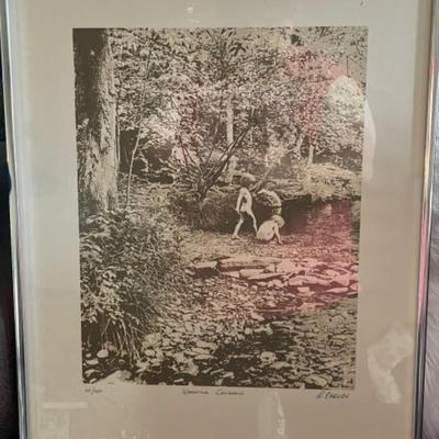 Vintage Scarce Pencil Signed R. Ehrlich Lithograph Titled "Woodstock Children" Numbered #106/350 Frame Size 16" x 20.