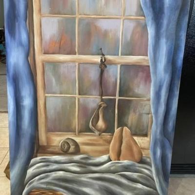 Vintage Noted New Jersey Artist McCrink Acrylic Painting 30" x 40" in Good Preowned Condition.