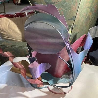 Noted NJ Artist Michael P. McCrink Signed Copper Metal Fabricated Table Centerpiece Artwork Approx 16" x 22" in Good Condition.