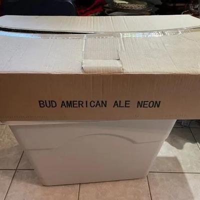 Budweiser American Ale Neon Beer Sign 18" x 30" New in Original Box Preowned from an Estate.