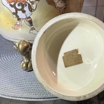 UNIQUE Japanese Satsuma Meiji Period Earthenware Footed Jar/Vase Samurai Warriors in Battle c1870 19" Tall Preowned from an Estate.