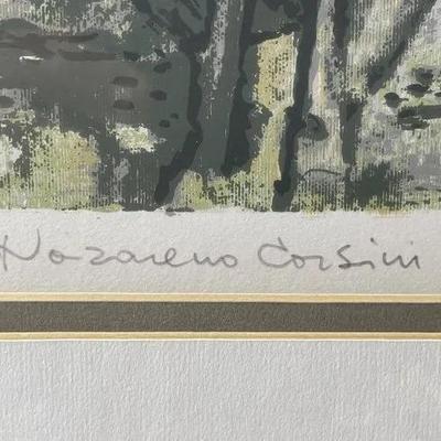 Vintage CORSINI Nazareno (1935) Lithograph Numbered #107/150 & Signed by Artist Print Frame Size 15" x 19" in Good Preowned...