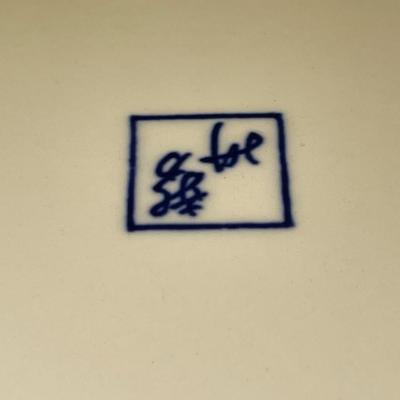 Japanese Mid-Century Modern Porcelain Koi Fishbowl 12.25" Diameter in VG Preowned Condition.