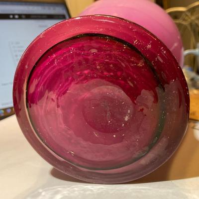 Vintage Mid-Century Modern Italian Stelvia Opalina Hand Blown Art Glass Vase 12.75" Tall in Good Condition as Pic'd.