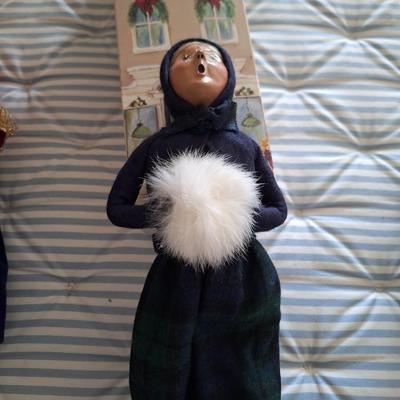 RARE 1995 Lady w White Fur Muff and Navy/Green Plaid Skirt