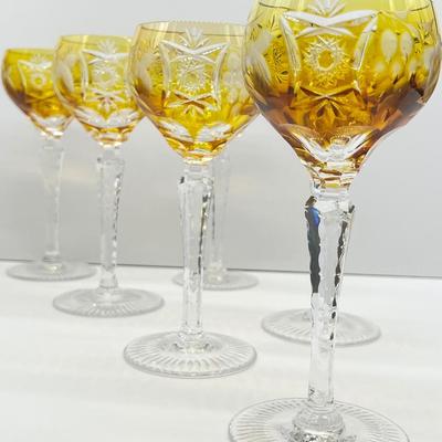 AJKA ~ Marsala ~ Gold Amber Hock Wine ~ Set Of Six (6)