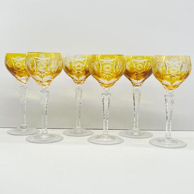 AJKA ~ Marsala ~ Gold Amber Hock Wine ~ Set Of Six (6)
