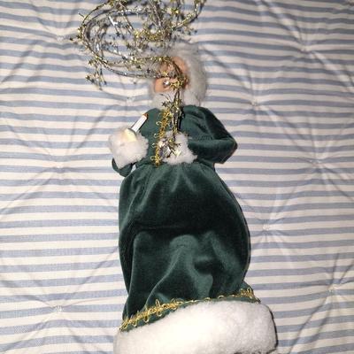 1999 Mrs Claus Trimming Tree GREEN VELVET DRESS Christmas Caroler