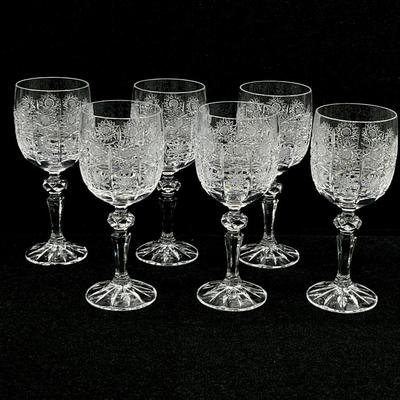 BOHEMIAN CRYSTAL CRYSTAYLEX ~ Laura ~ Wine Glasses ~ Set Of Six (6)