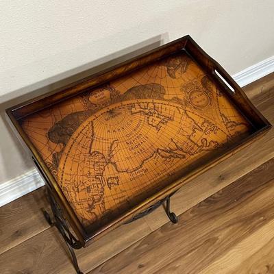 Metal Magazine Stand With World Table Top