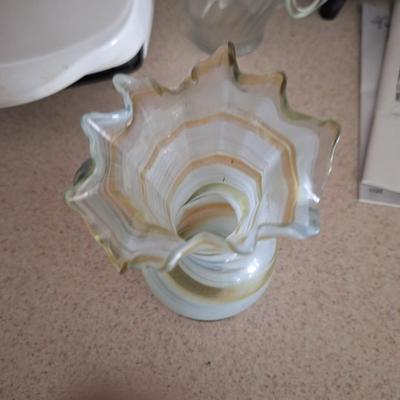 Blown Glass Ruffled Pitcher