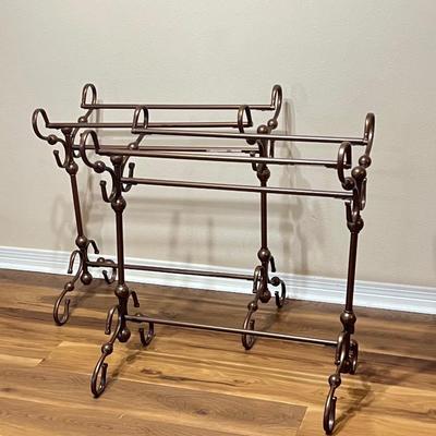 Pair (2) Metal Dark Bronze Colored Quilt Racks