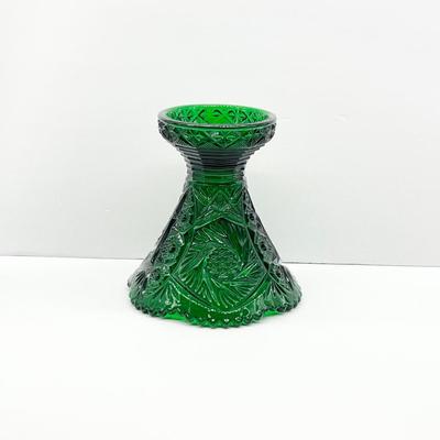 IMPERIAL GLASS ~ Whirling Star Light Emerald Green ~ Punch Bowl & Stand