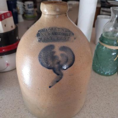 "W.M.F. Warner Manufactory West Troy" Salt glazed jug-
