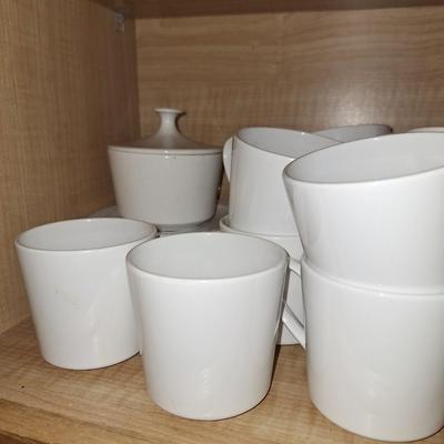 White Mug Lot with saucers