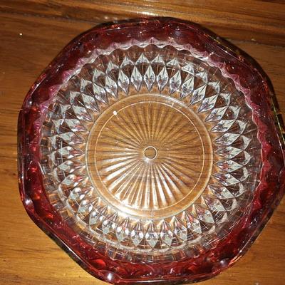 Sunflower Ruby red rimmed bowl