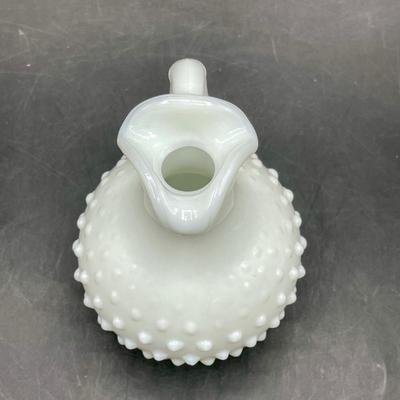 Vintage AVON White Hobnail Milk Glass Cruet Bath Oil Perfume Bottle With Stopper