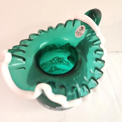 Lot #1 Fenton Mary Gregory Style Emerald Green Pitcher - retired 2010