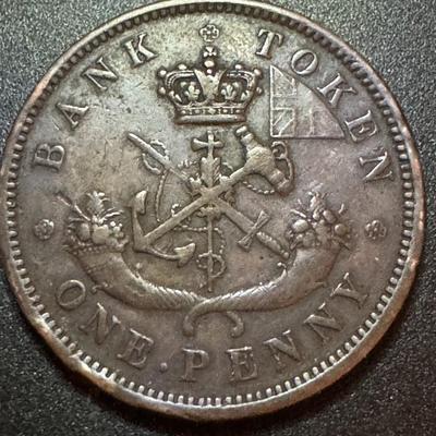 1854 Bank of Upper Canada - Bank Token - One Penny
