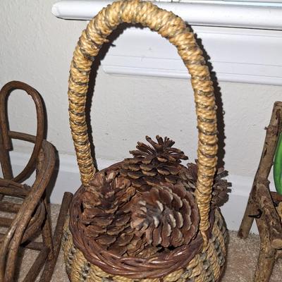Basket and Pinecones