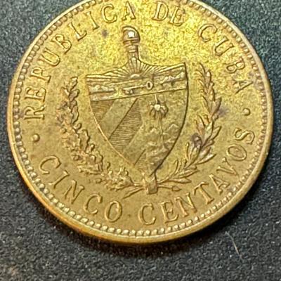1943 Patria Libertad Republica De Cuba Cinco Centavos