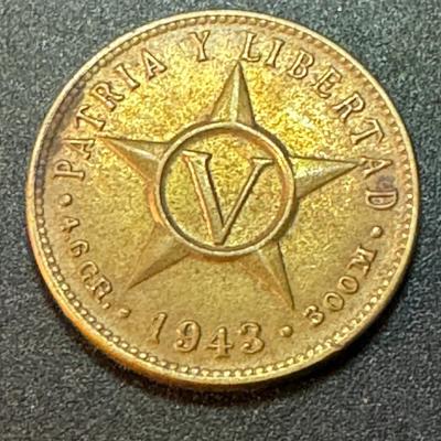 1943 Patria Libertad Republica De Cuba Cinco Centavos