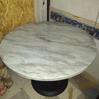 Round Dining Table- Metal Base and Faux Marble Top- Approx 41 1/2" in Diameter