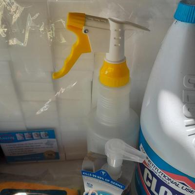 Cleaning items - Full Bleach - trash bags - magic eraser like sponges - microfiber cloths - and more