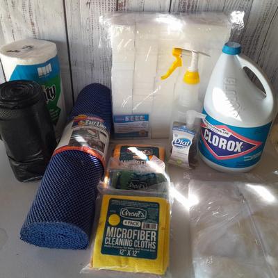 Cleaning items - Full Bleach - trash bags - magic eraser like sponges - microfiber cloths - and more