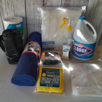 Cleaning items - Full Bleach - trash bags - magic eraser like sponges - microfiber cloths - and more