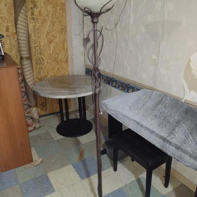 Floor Lamp with Metal Post and Glass Shade- Approx 72" Tall