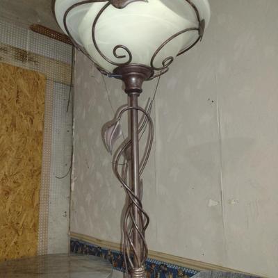 Floor Lamp with Metal Post and Glass Shade- Approx 72" Tall