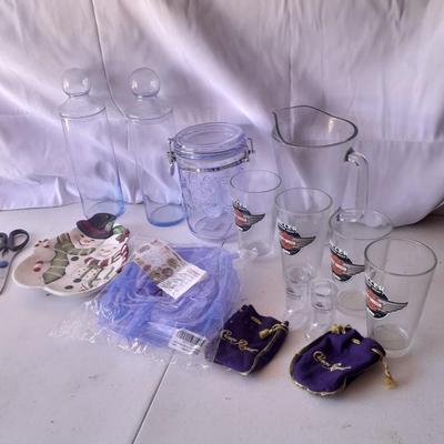 Kitchenware - Glass pitcher with Harley Glasses - Food storage bowl lids - Short glasses - and much more!