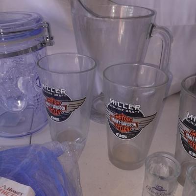 Kitchenware - Glass pitcher with Harley Glasses - Food storage bowl lids - Short glasses - and much more!