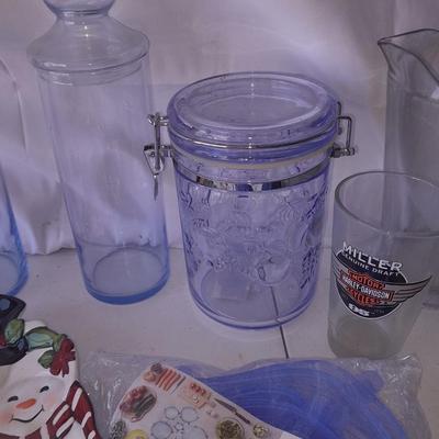 Kitchenware - Glass pitcher with Harley Glasses - Food storage bowl lids - Short glasses - and much more!