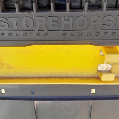 Double headed Tripod work light with storehorse folding sawhorse