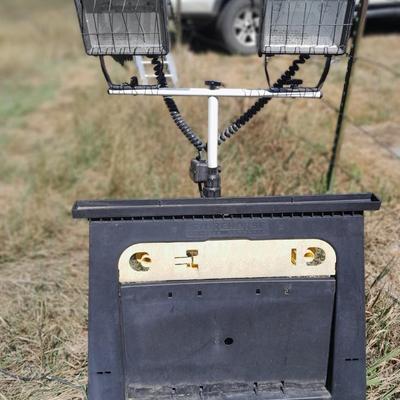 Double headed Tripod work light with storehorse folding sawhorse