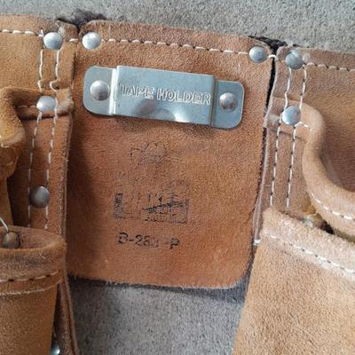 Leather tool bag with Hammer and saws