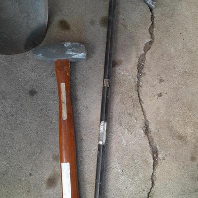 Fiberglass handled shovel - Small sledgehammer - and a crowbar