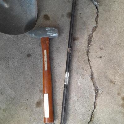 Fiberglass handled shovel - Small sledgehammer - and a crowbar