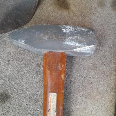 Fiberglass handled shovel - Small sledgehammer - and a crowbar